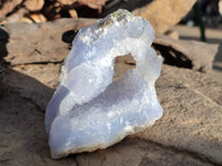 Polished on One Side Etched Blue Lace Chalcedony Geodes x 4 From Nsanje, Malawi