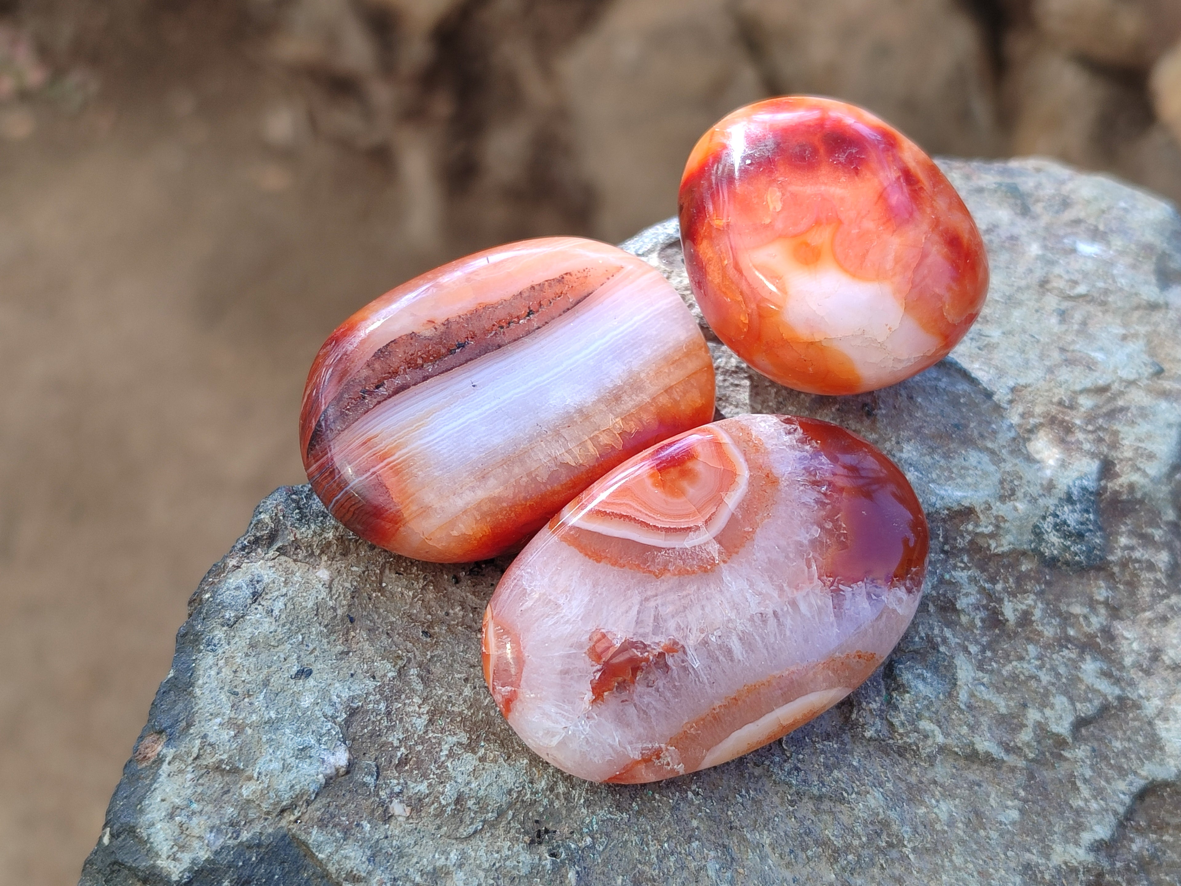 Polished Carnelian Palm Stones x 35 From Madagascar - Toprock Gemstones and Minerals 
