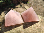 Polished Gemmy Rose Quartz Pyramids x 5 From Madagascar - Toprock Gemstones and Minerals 