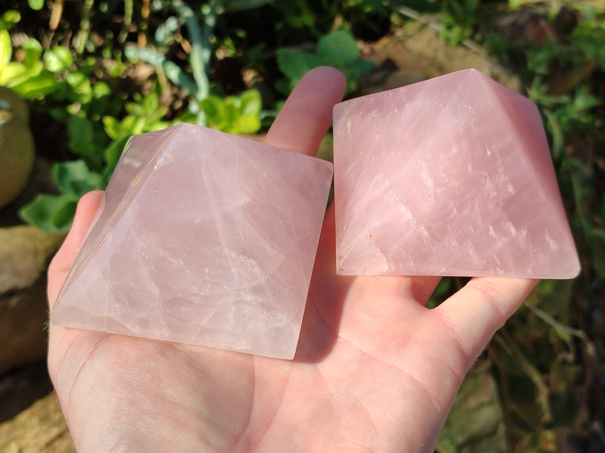 Polished Gemmy Rose Quartz Pyramids x 5 From Madagascar - Toprock Gemstones and Minerals 