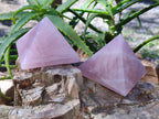 Polished Gemmy Rose Quartz Pyramids x 5 From Madagascar - Toprock Gemstones and Minerals 
