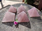 Polished Gemmy Rose Quartz Pyramids x 5 From Madagascar - Toprock Gemstones and Minerals 