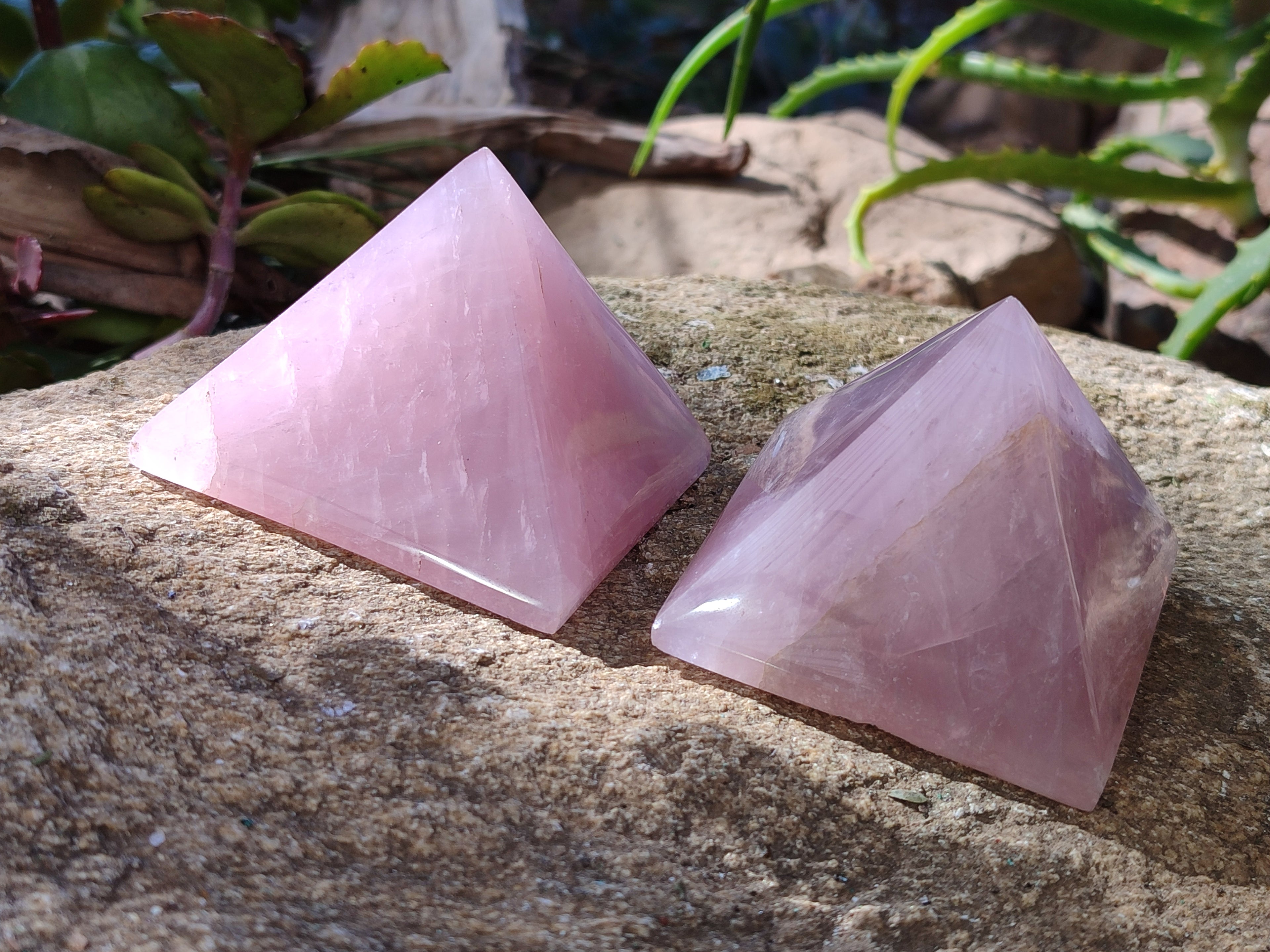 Polished Gemmy Rose Quartz Pyramids x 5 From Madagascar - Toprock Gemstones and Minerals 