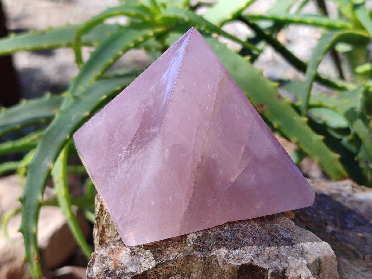 Polished Gemmy Rose Quartz Pyramids x 5 From Madagascar - Toprock Gemstones and Minerals 