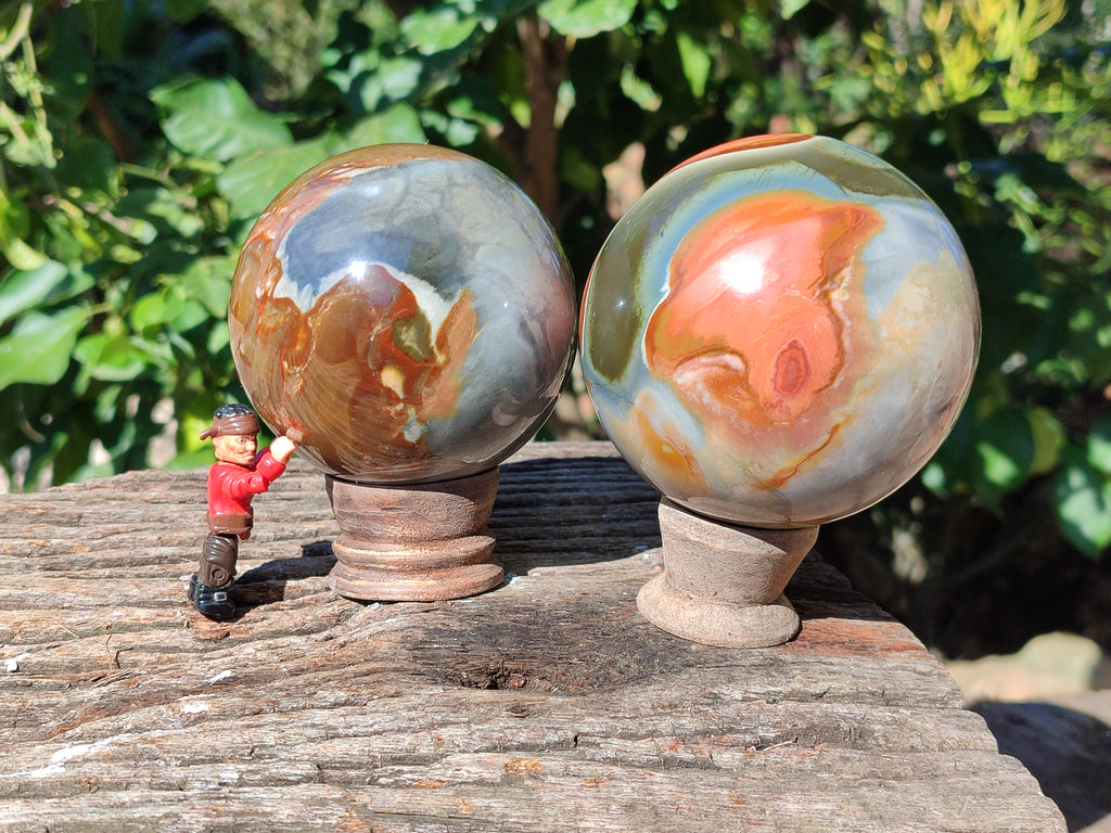 Polished Polychrome Jasper Spheres x 2 From Northwest Coast, Madagascar - Toprock Gemstones and Minerals 