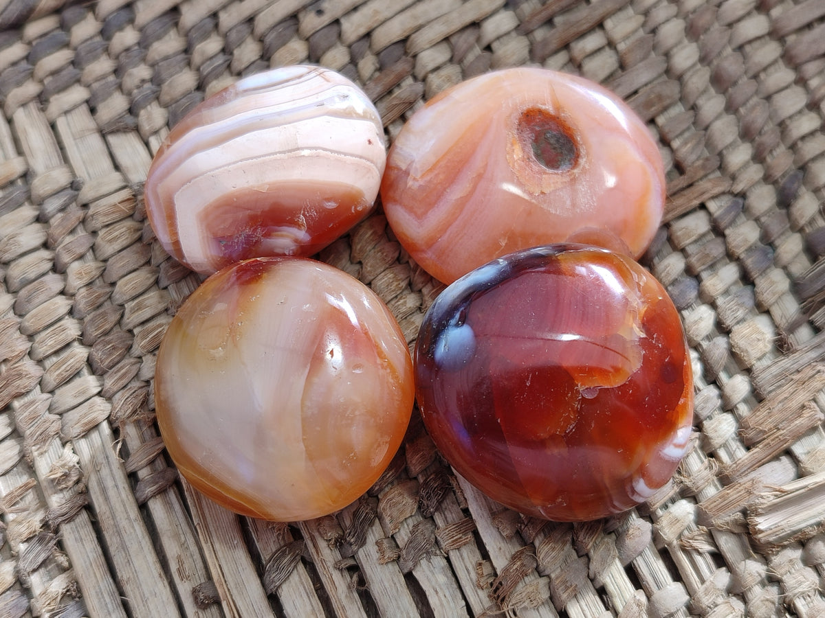 Polished Small Carnelian Agate "Jewellery" Palm Stones x 70 From Madagascar - Toprock Gemstones and Minerals 