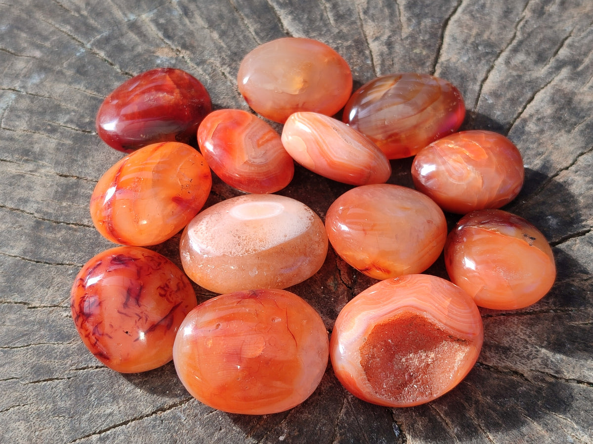 Polished Small Carnelian Agate "Jewellery" Palm Stones x 70 From Madagascar - Toprock Gemstones and Minerals 