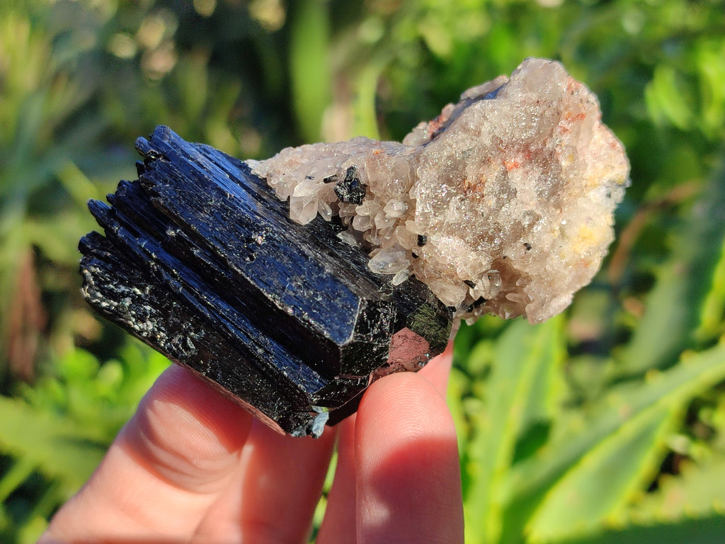 Natural Schorl Black Tourmaline on Orthoclase Matrix Clusters with a bit of Hyalite Opal x 6 From Erongo, Namibia - Toprock Gemstones and Minerals 