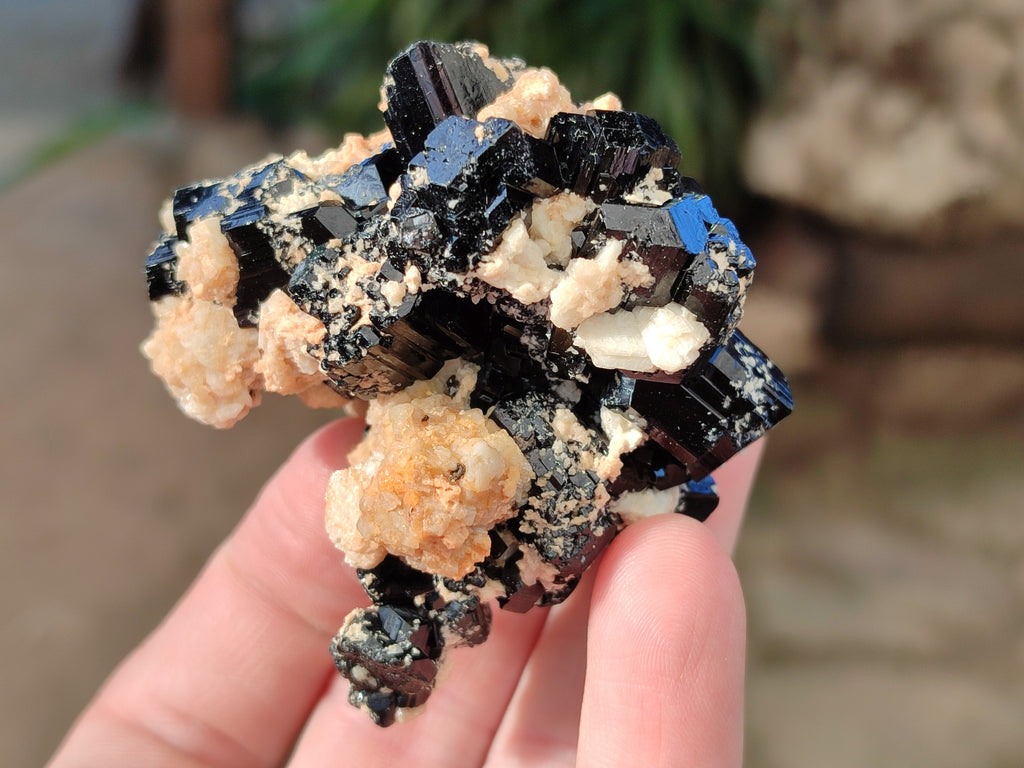 Natural Schorl Black Tourmaline on Orthoclase Matrix Clusters with a bit of Hyalite Opal x 6 From Erongo, Namibia - Toprock Gemstones and Minerals 