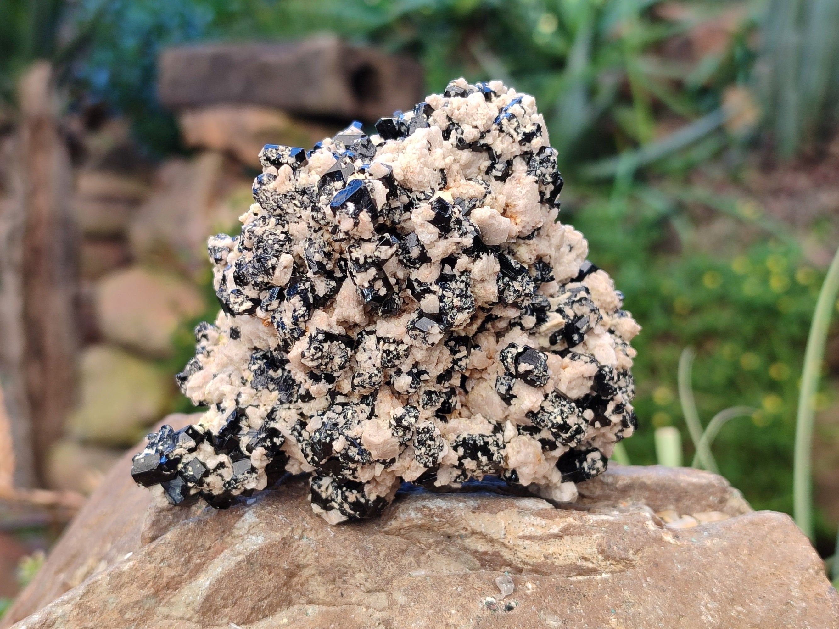 Natural Schorl Black Tourmaline on Orthoclase Matrix Clusters with a bit of Hyalite Opal x 6 From Erongo, Namibia - Toprock Gemstones and Minerals 