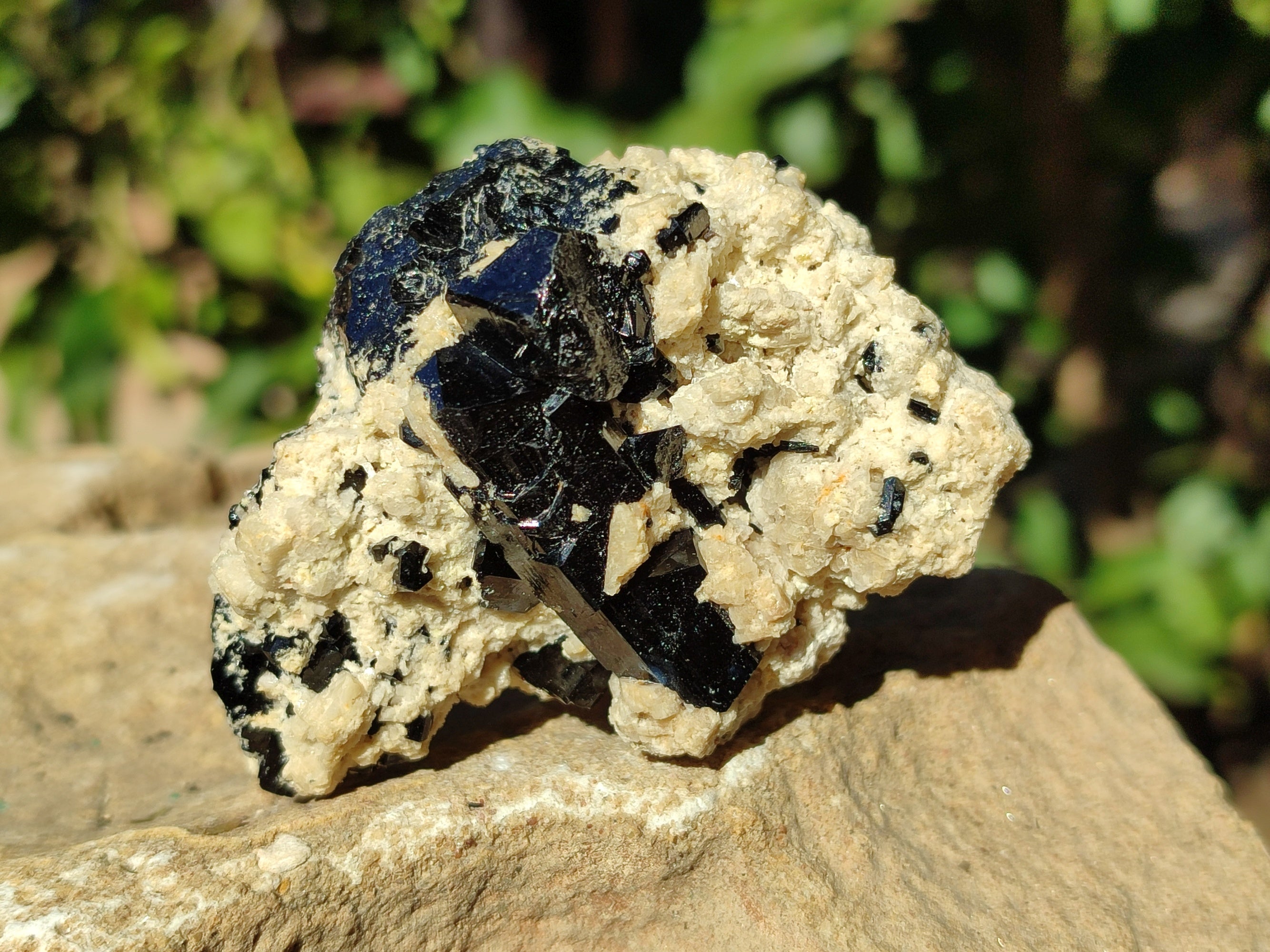 Natural Schorl Black Tourmaline on Orthoclase Matrix Clusters with a bit of Hyalite Opal x 6 From Erongo, Namibia - Toprock Gemstones and Minerals 