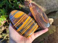 Polished Golden River Tigers Eye and Banded Tiger Iron Jasper Standing Free Forms x 2 From Prieska, South Africa - Toprock Gemstones and Minerals 