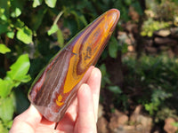 Polished Golden River Tigers Eye and Banded Tiger Iron Jasper Standing Free Forms x 2 From Prieska, South Africa - Toprock Gemstones and Minerals 