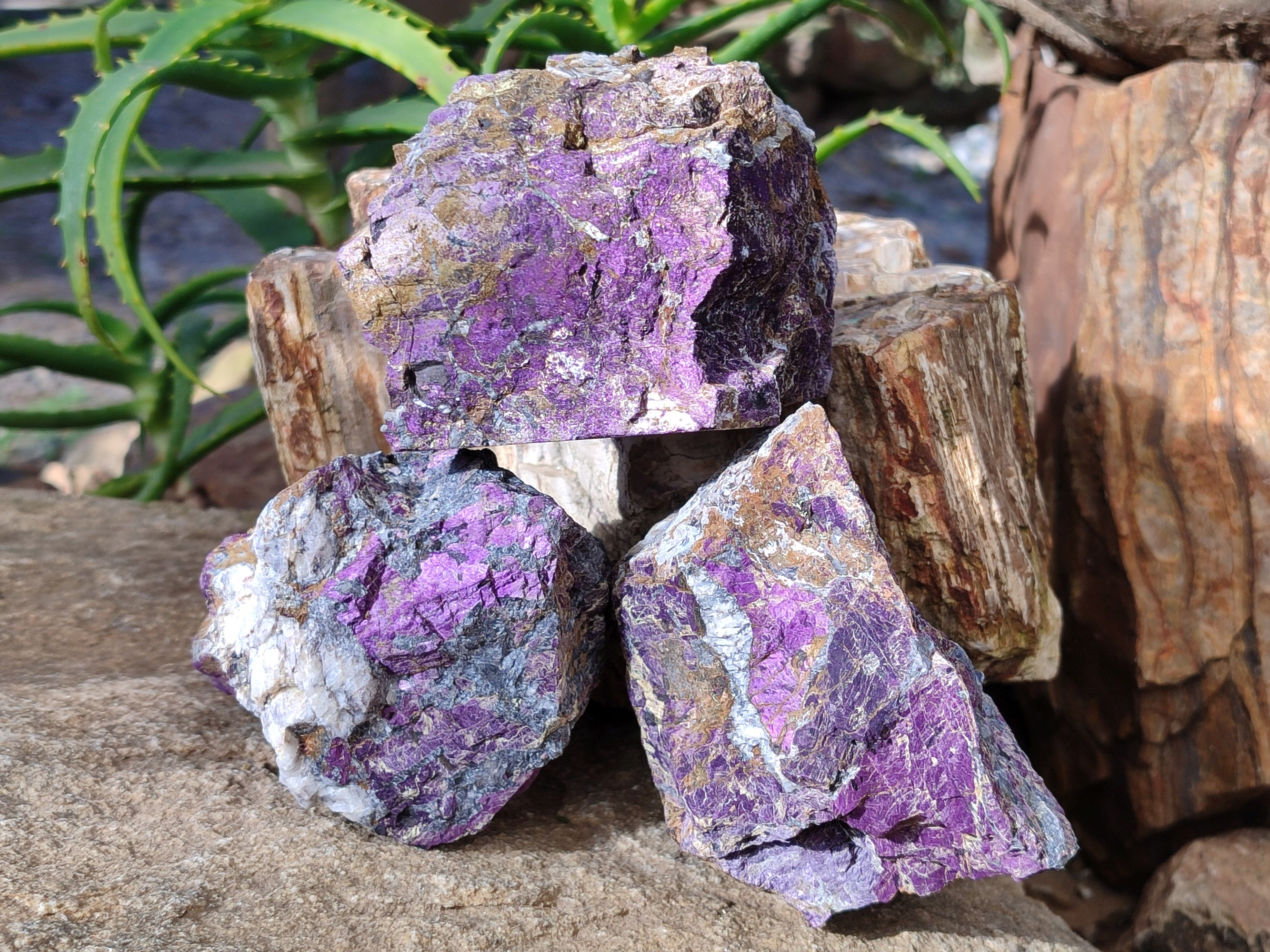 Natural Metallic Purpurite Cobbed Specimens x 3 From Erongo, Namibia - Toprock Gemstones and Minerals 