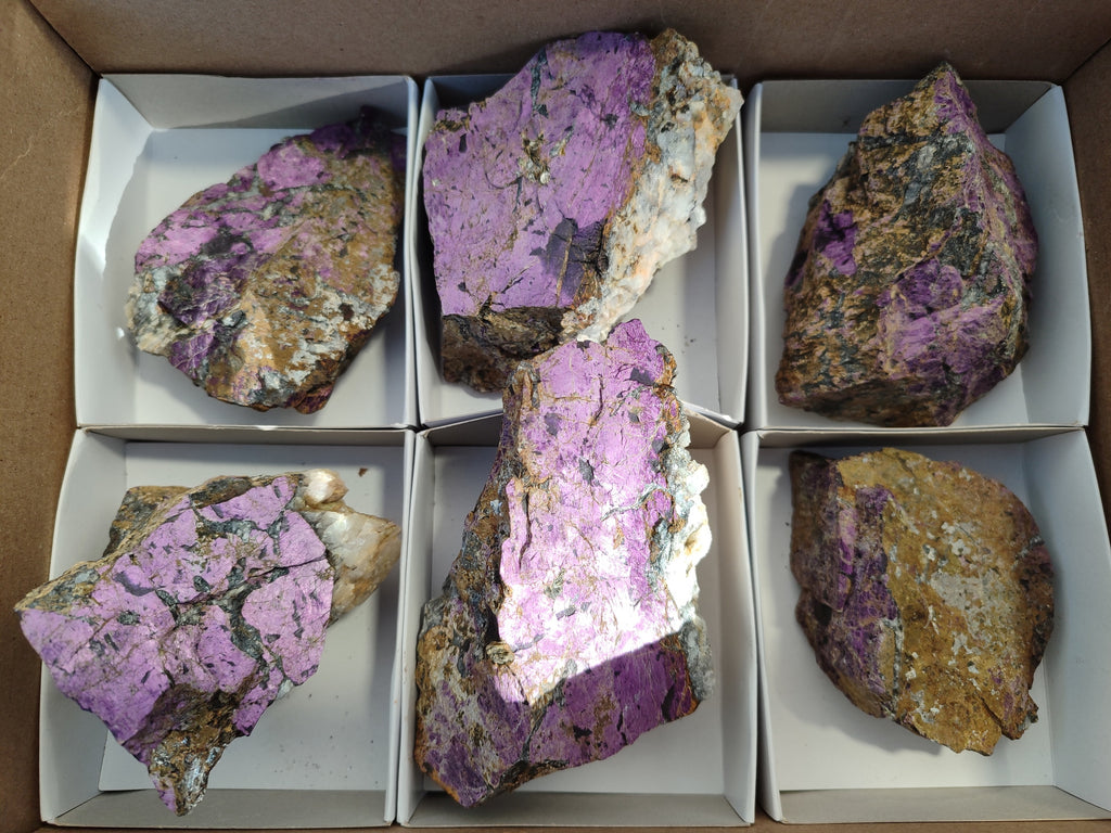 Natural Metallic Purpurite Cobbed Specimens x 6 From Erongo, Namibia - Toprock Gemstones and Minerals 