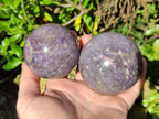 Polished Lepidolite with Pink Rubellite Spheres x 3 From Ambatondrazaka, Madagascar - Toprock Gemstones and Minerals 