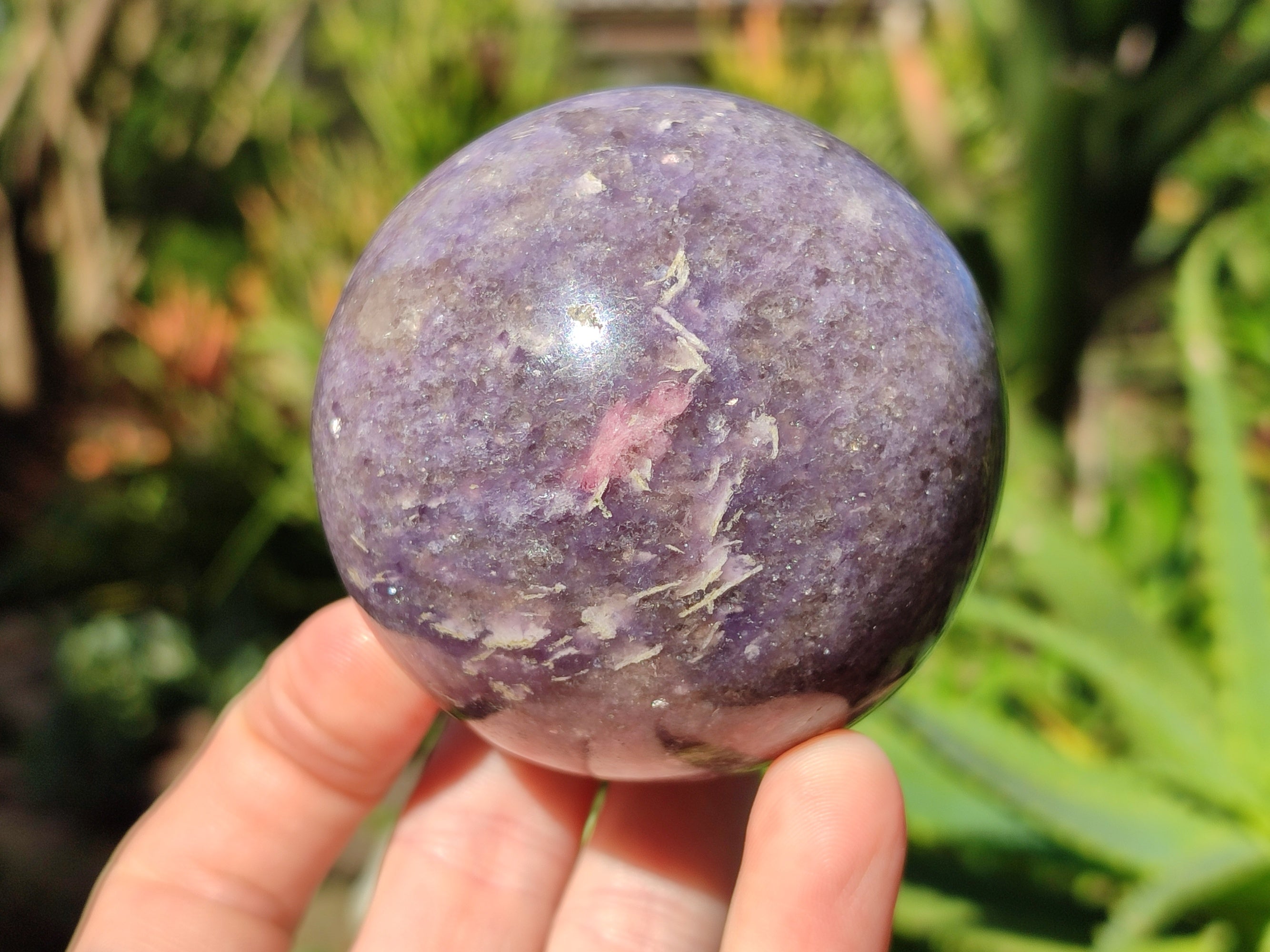 Polished Lepidolite with Pink Rubellite Spheres x 3 From Ambatondrazaka, Madagascar - Toprock Gemstones and Minerals 
