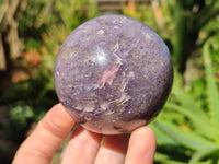 Polished Lepidolite with Pink Rubellite Spheres x 3 From Ambatondrazaka, Madagascar - Toprock Gemstones and Minerals 