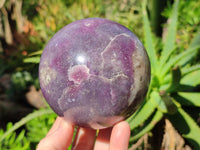 Polished Lepidolite with Pink Rubellite Spheres x 3 From Ambatondrazaka, Madagascar - Toprock Gemstones and Minerals 