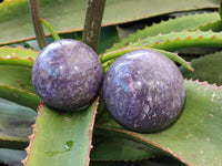 Polished Lepidolite with Pink Rubellite Spheres x 3 From Ambatondrazaka, Madagascar - Toprock Gemstones and Minerals 