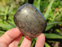 Polished Rare Pharaoh Stone Pyrite in Basalt Palm Stones x 12 Iron Duke Mine, Zimbabwe