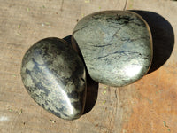 Polished Rare Pharaoh Stone Pyrite in Basalt Palm Stones x 12 Iron Duke Mine, Zimbabwe