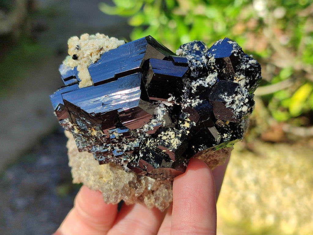Natural Schorl Black Tourmaline on Orthoclase Matrix with Hyalite Opal x 4 From Erongo, Namibia - Toprock Gemstones and Minerals 
