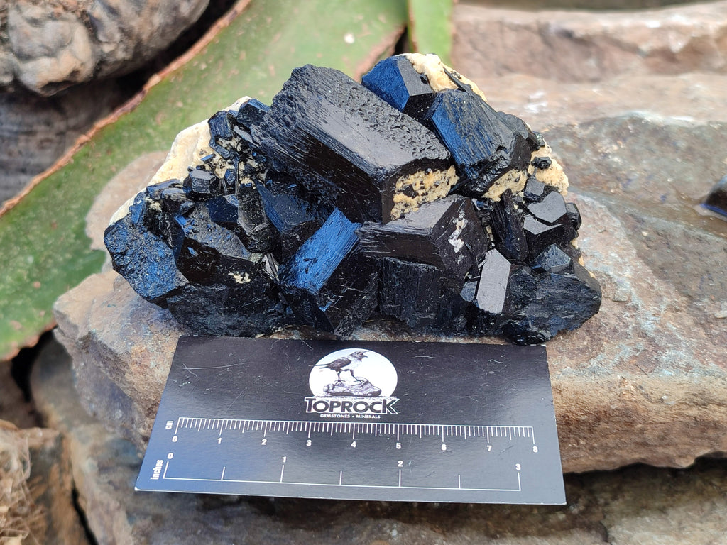 Natural Schorl Black Tourmaline on Orthoclase Matrix with Hyalite Opal x 4 From Erongo, Namibia - Toprock Gemstones and Minerals 
