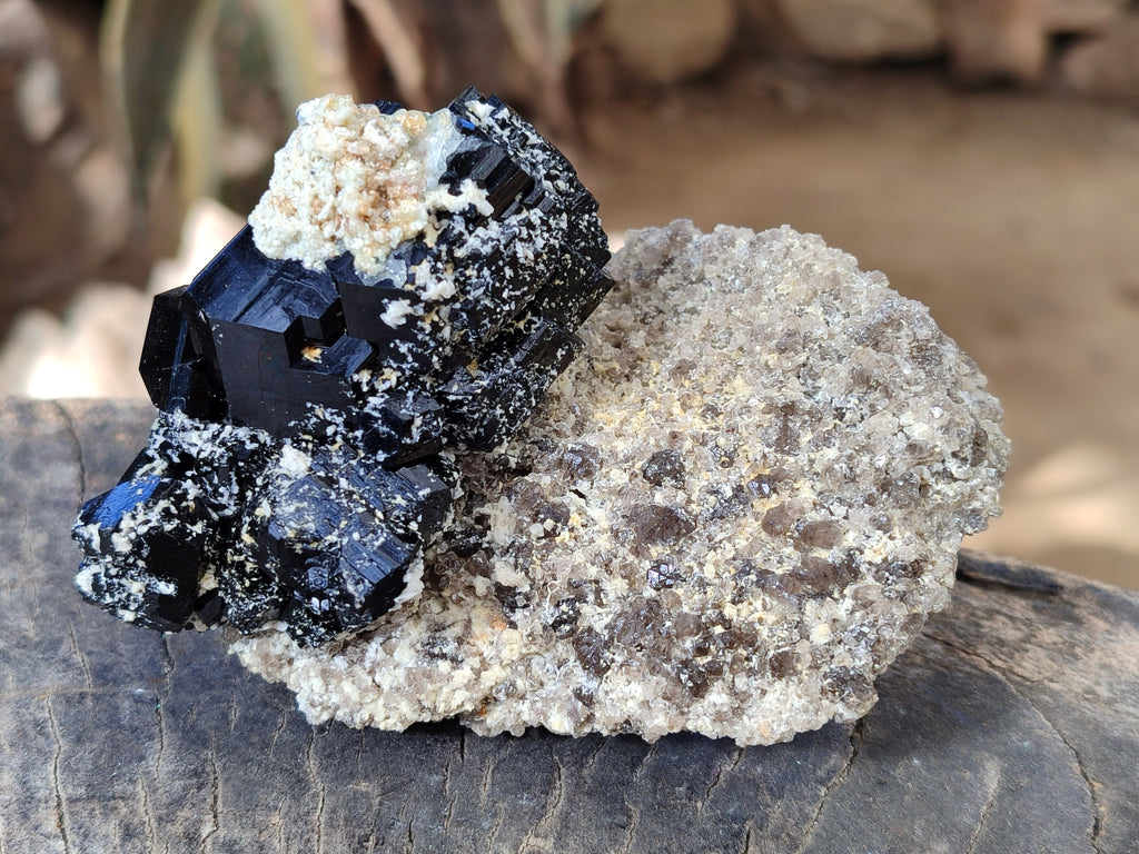 Natural Schorl Black Tourmaline on Orthoclase Matrix with Hyalite Opal x 4 From Erongo, Namibia - Toprock Gemstones and Minerals 