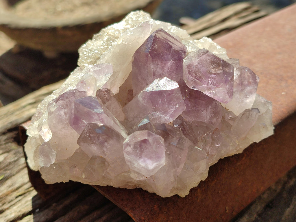 Natural Jacaranda Amethyst Quartz Cluster x 3 From Mumbwa, Zambia - Toprock Gemstones and Minerals 
