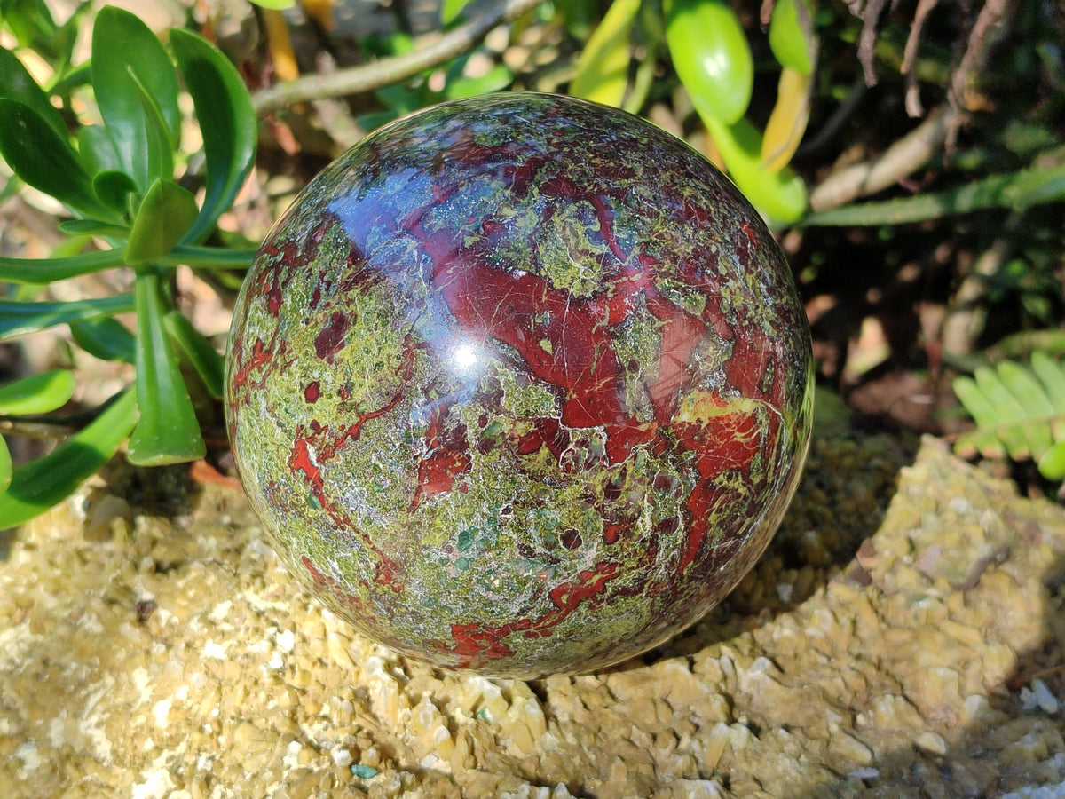 Polished Bastite Dragons Blood Stone Sphere-Ball x 1 From Tshipise, South Africa - Toprock Gemstones and Minerals 