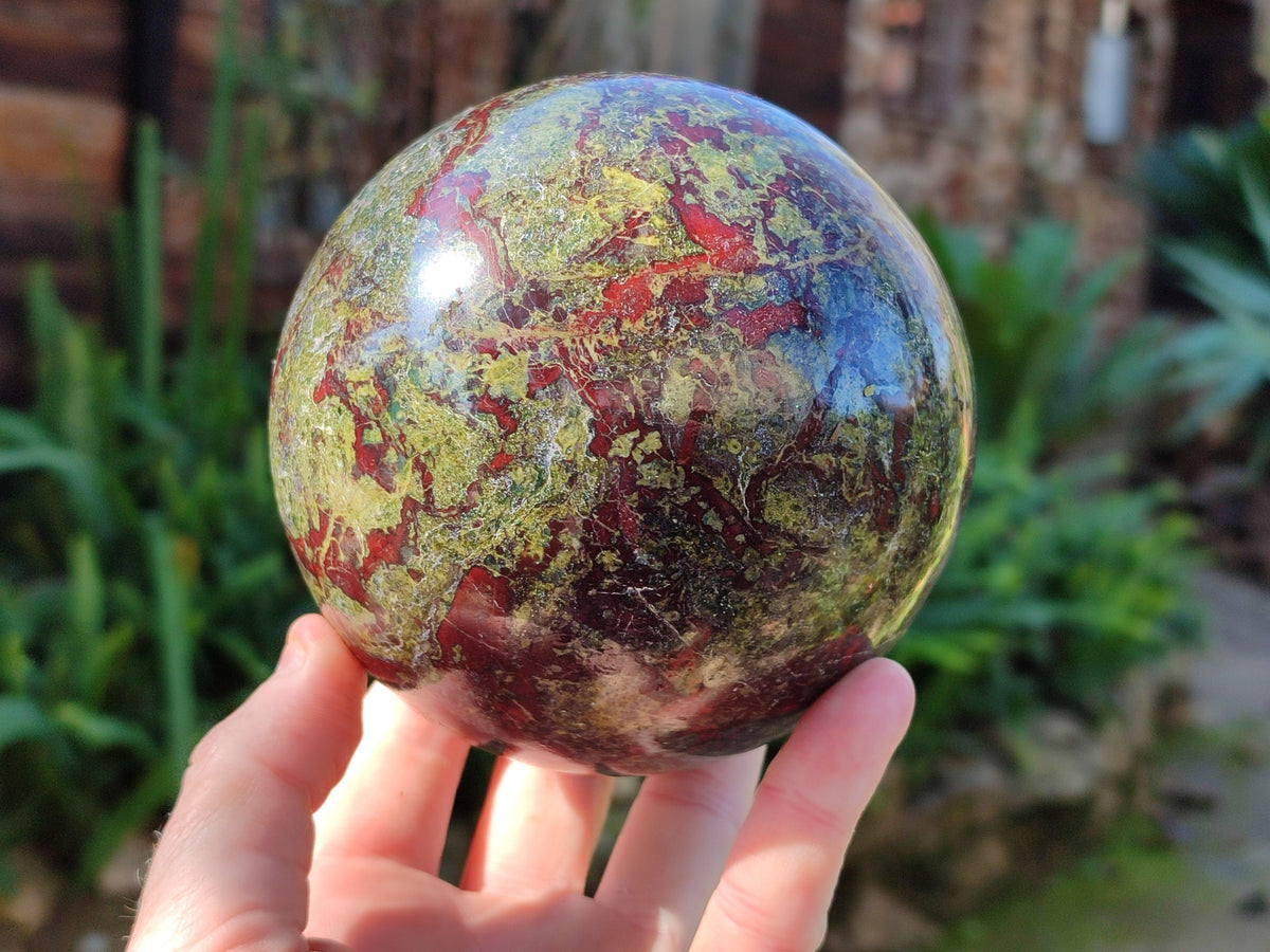 Polished Bastite Dragons Blood Stone Sphere-Ball x 1 From Tshipise, South Africa - Toprock Gemstones and Minerals 
