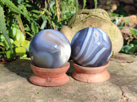 Polished Banded Agate Spheres x 4 From Madagascar - Toprock Gemstones and Minerals 