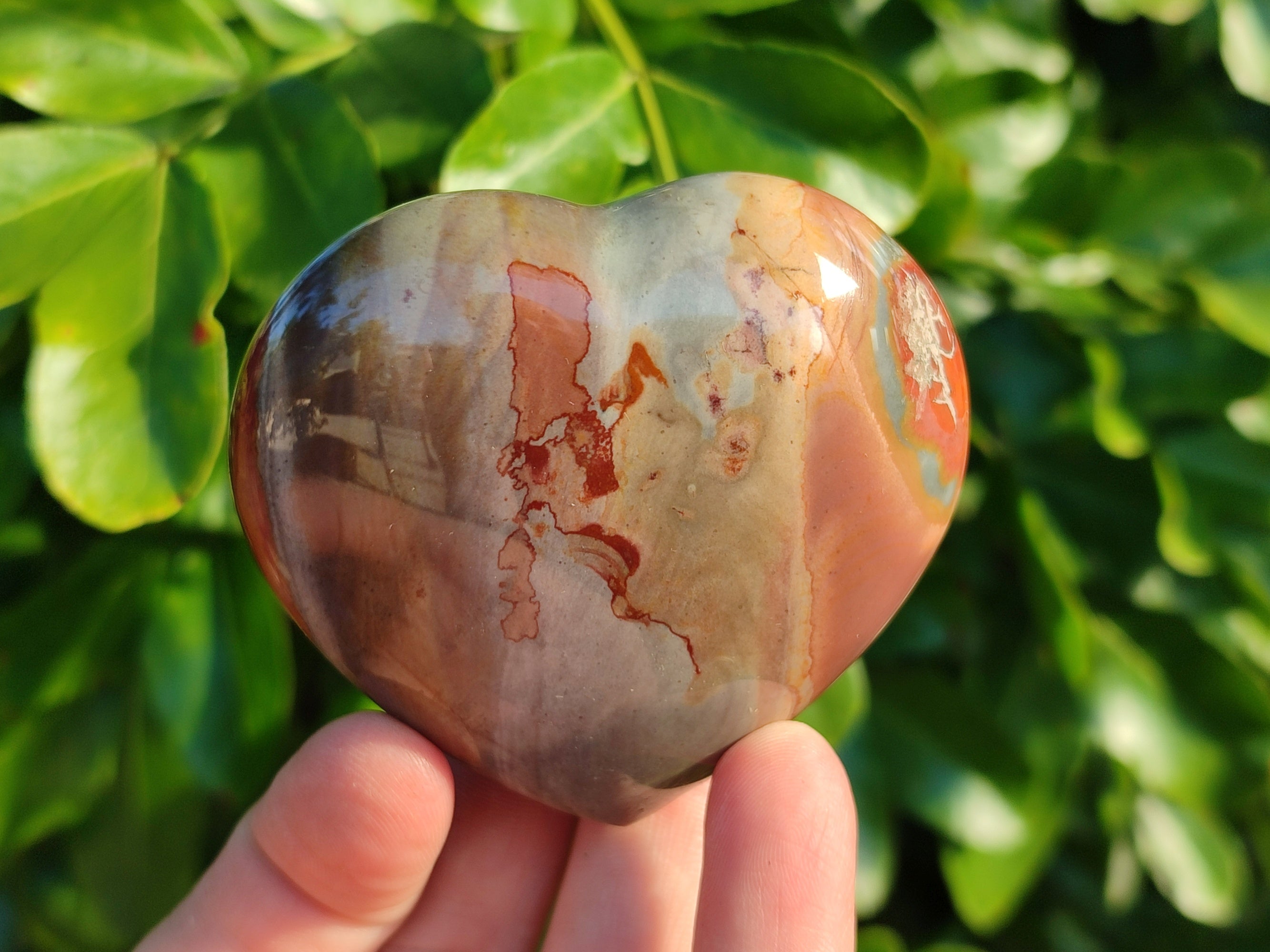 Polished Polychrome Jasper Gemstone Hearts x 6 From Madagascar - Toprock Gemstones and Minerals 