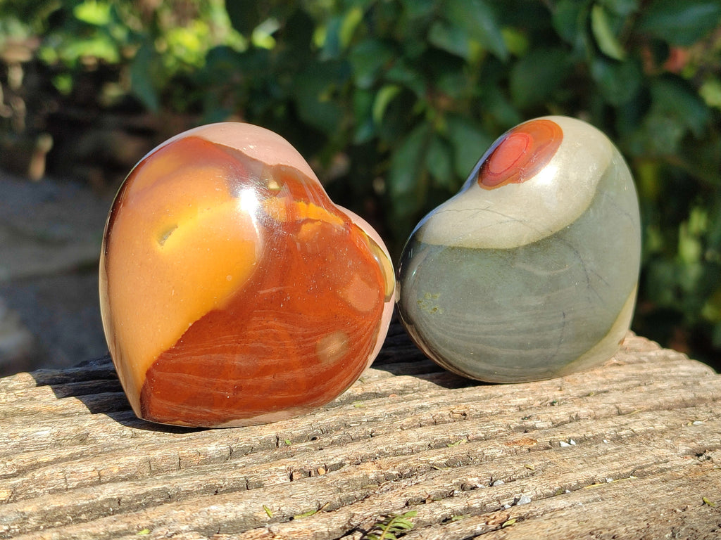 Polished Polychrome Jasper Gemstone Hearts x 6 From Madagascar - Toprock Gemstones and Minerals 