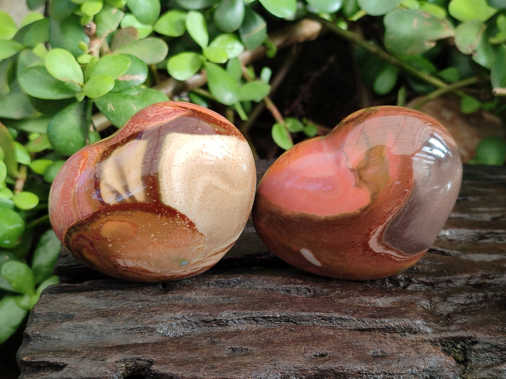 Polished Polychrome Jasper Gemstone Hearts x 6 From Madagascar - Toprock Gemstones and Minerals 