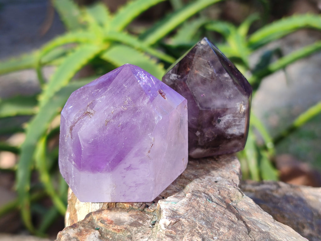 Polished Smokey Window Amethyst Quartz Points x 15 From Akansobe, Madagascar - Toprock Gemstones and Minerals 