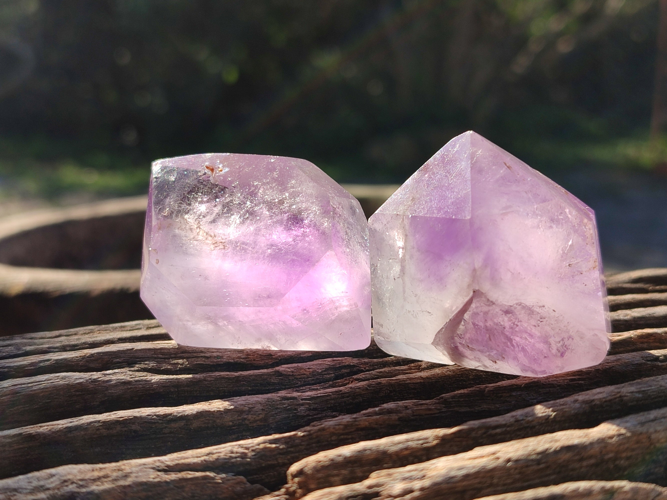 Polished Smokey Window Amethyst Quartz Points x 15 From Akansobe, Madagascar - Toprock Gemstones and Minerals 