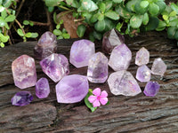 Polished Smokey Window Amethyst Quartz Points x 15 From Akansobe, Madagascar