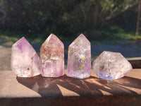 Polished Smokey Window Amethyst Quartz Points x 15 From Akansobe, Madagascar