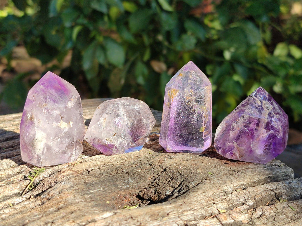 Polished Smokey Window Amethyst Quartz Points x 15 From Akansobe, Madagascar - Toprock Gemstones and Minerals 