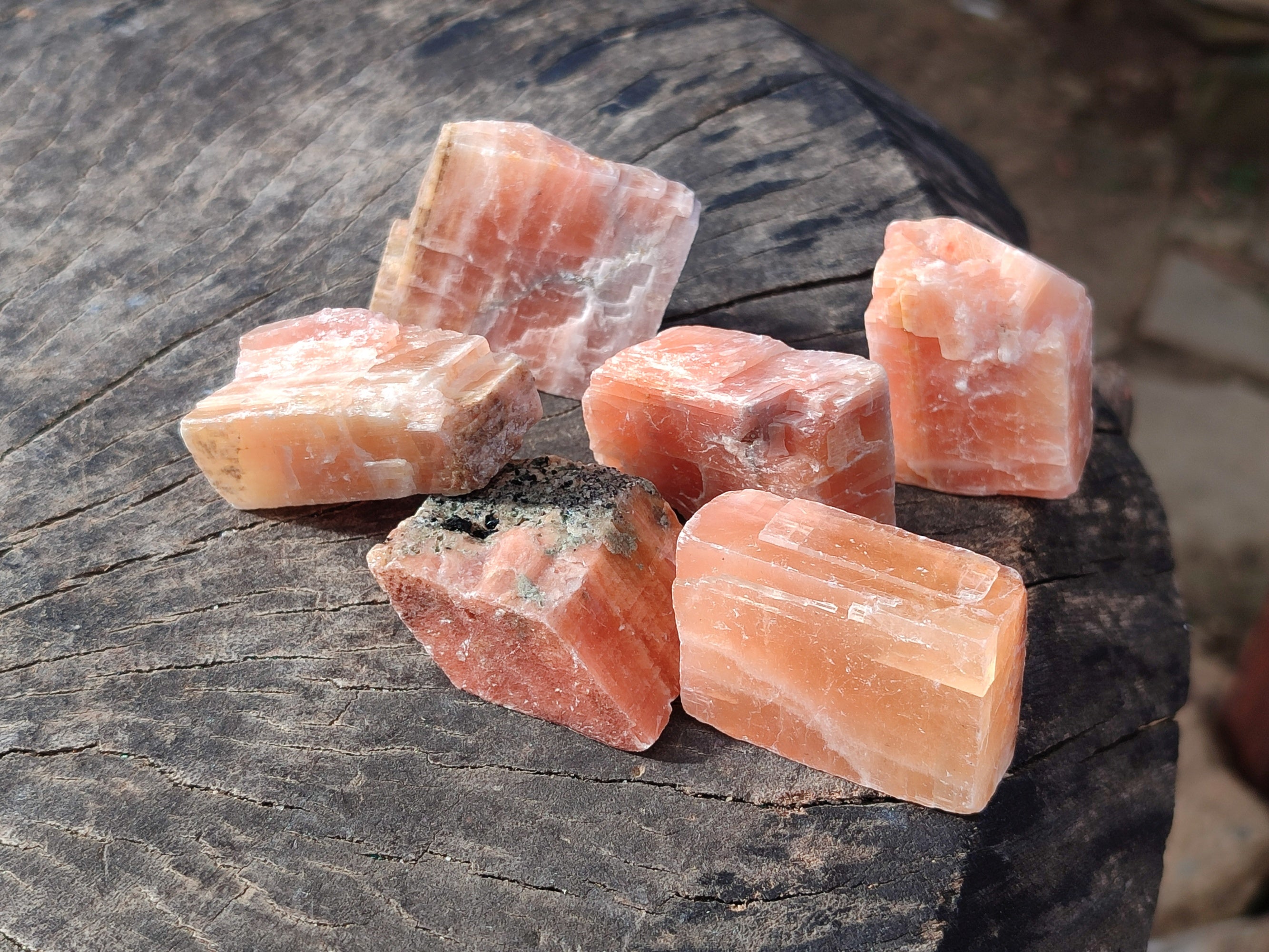 Natural Rhombohedral Sunset Orange Calcite Specimens x 35 From Spitzkop, Namibia - Toprock Gemstones and Minerals 