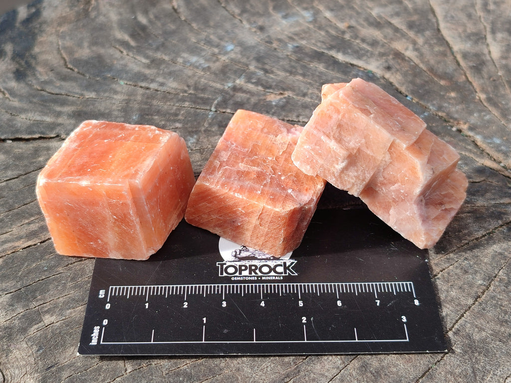 Natural Rhombohedral Sunset Orange Calcite Specimens x 35 From Spitzkop, Namibia - Toprock Gemstones and Minerals 