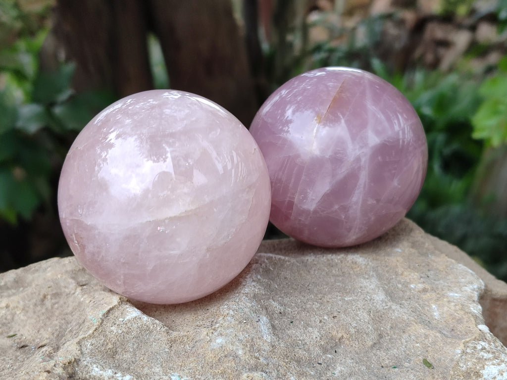 Polished Star Rose Quartz Spheres x 3 From Ambatondrazaka, Madagascar - Toprock Gemstones and Minerals 