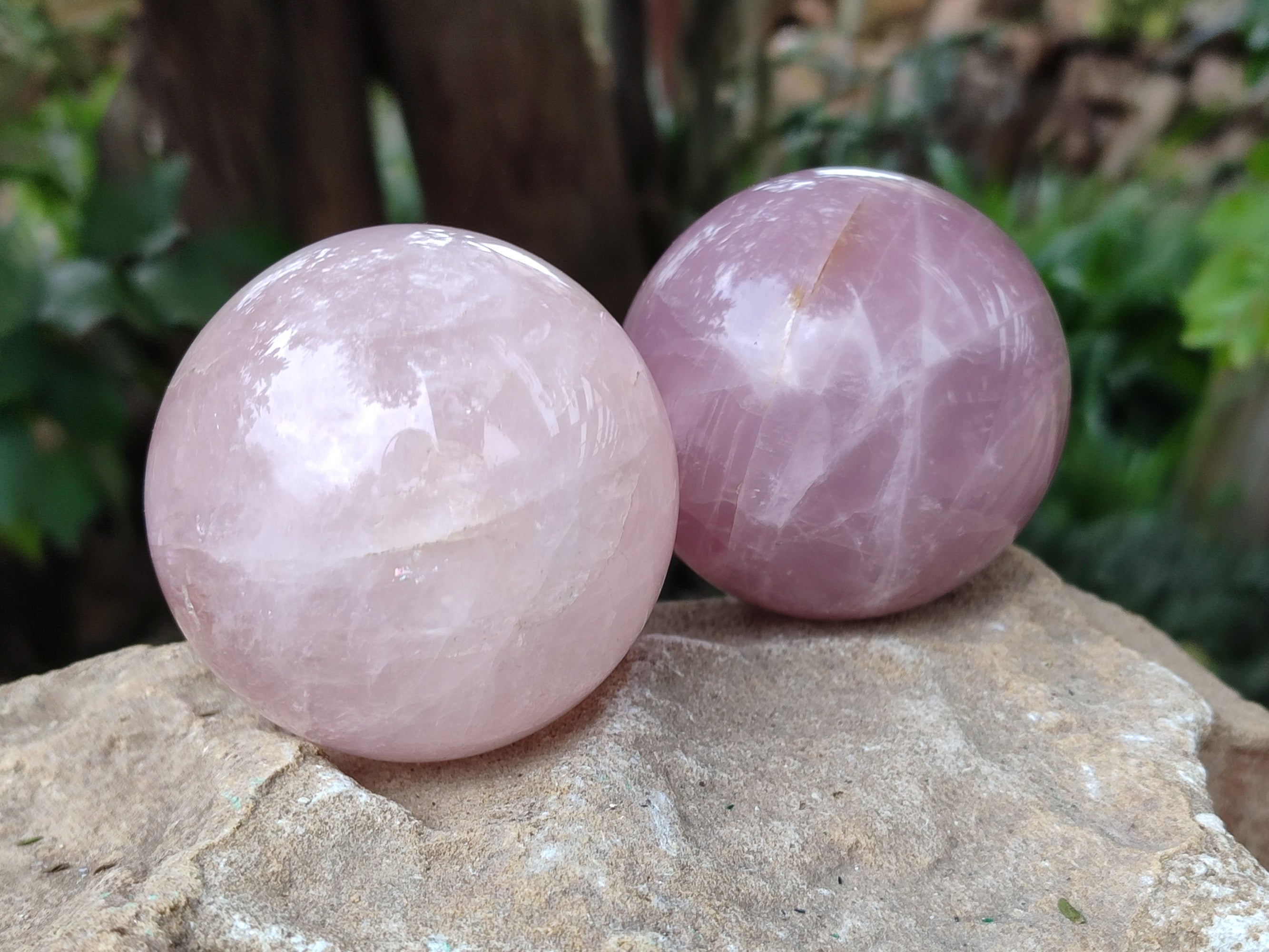 Polished Star Rose Quartz Spheres x 3 From Ambatondrazaka, Madagascar - Toprock Gemstones and Minerals 