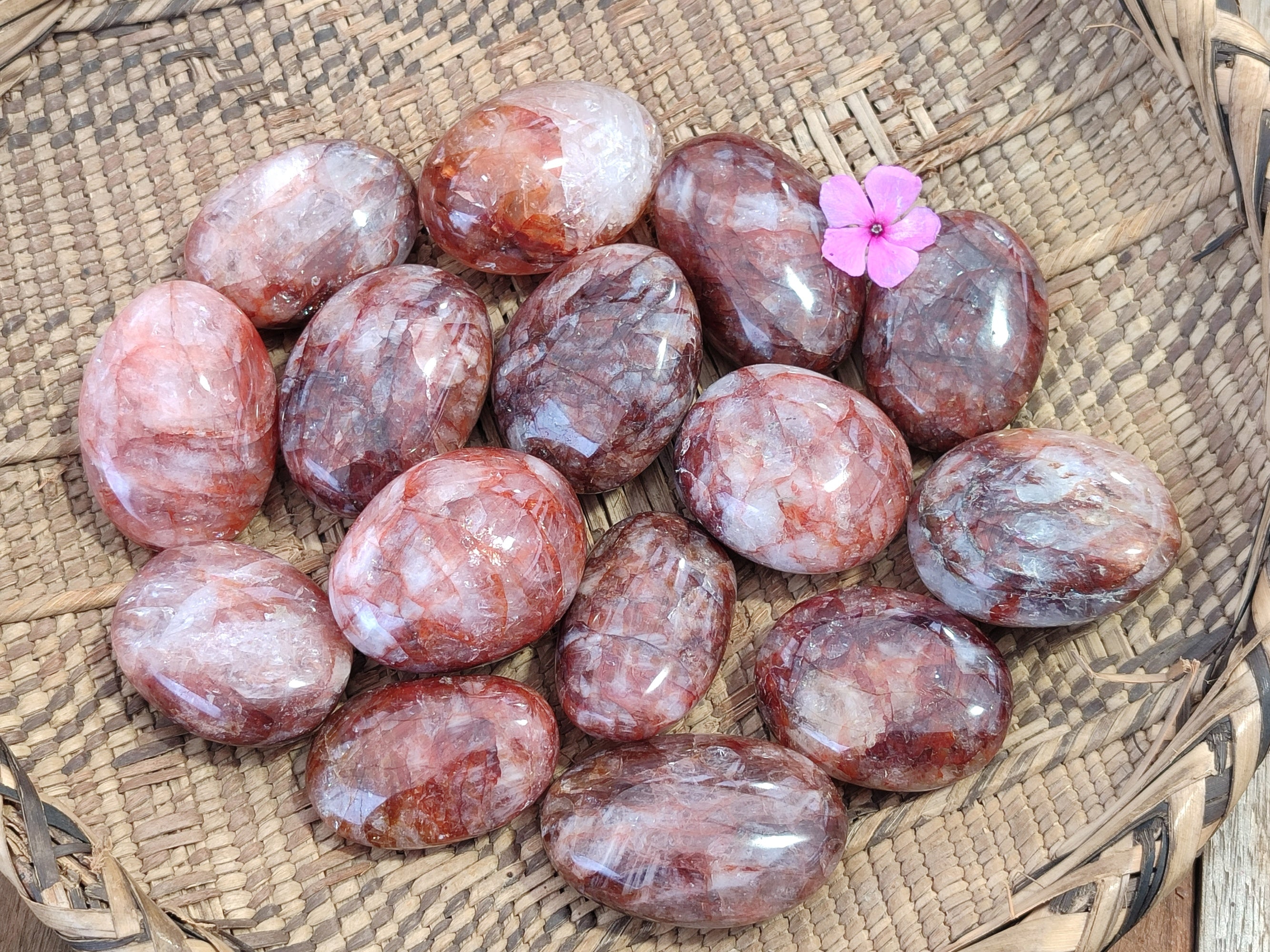 Polished Red Hematoid Quartz Palm Stones x 20 From Ambatondrazaka, Madagascar - Toprock Gemstones and Minerals 