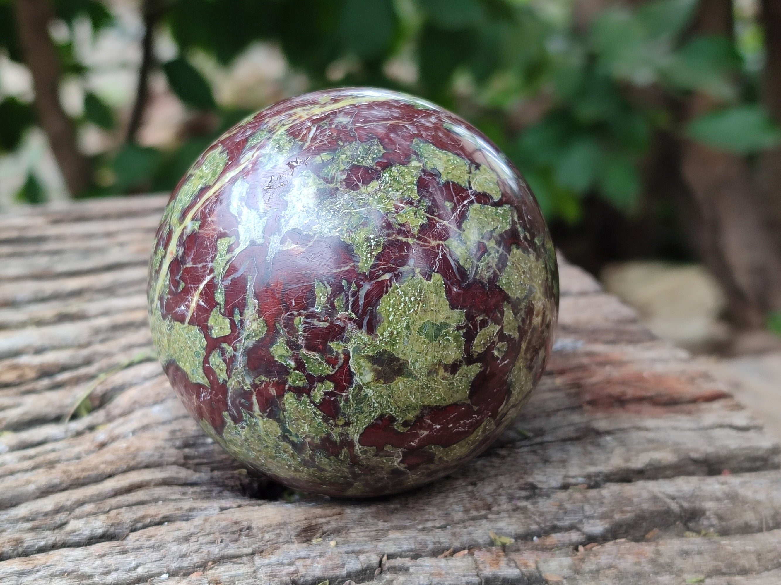 Polished Bastite Dragons Blood Stone Sphere-Ball x 2 From Tshipise, South Africa - Toprock Gemstones and Minerals 