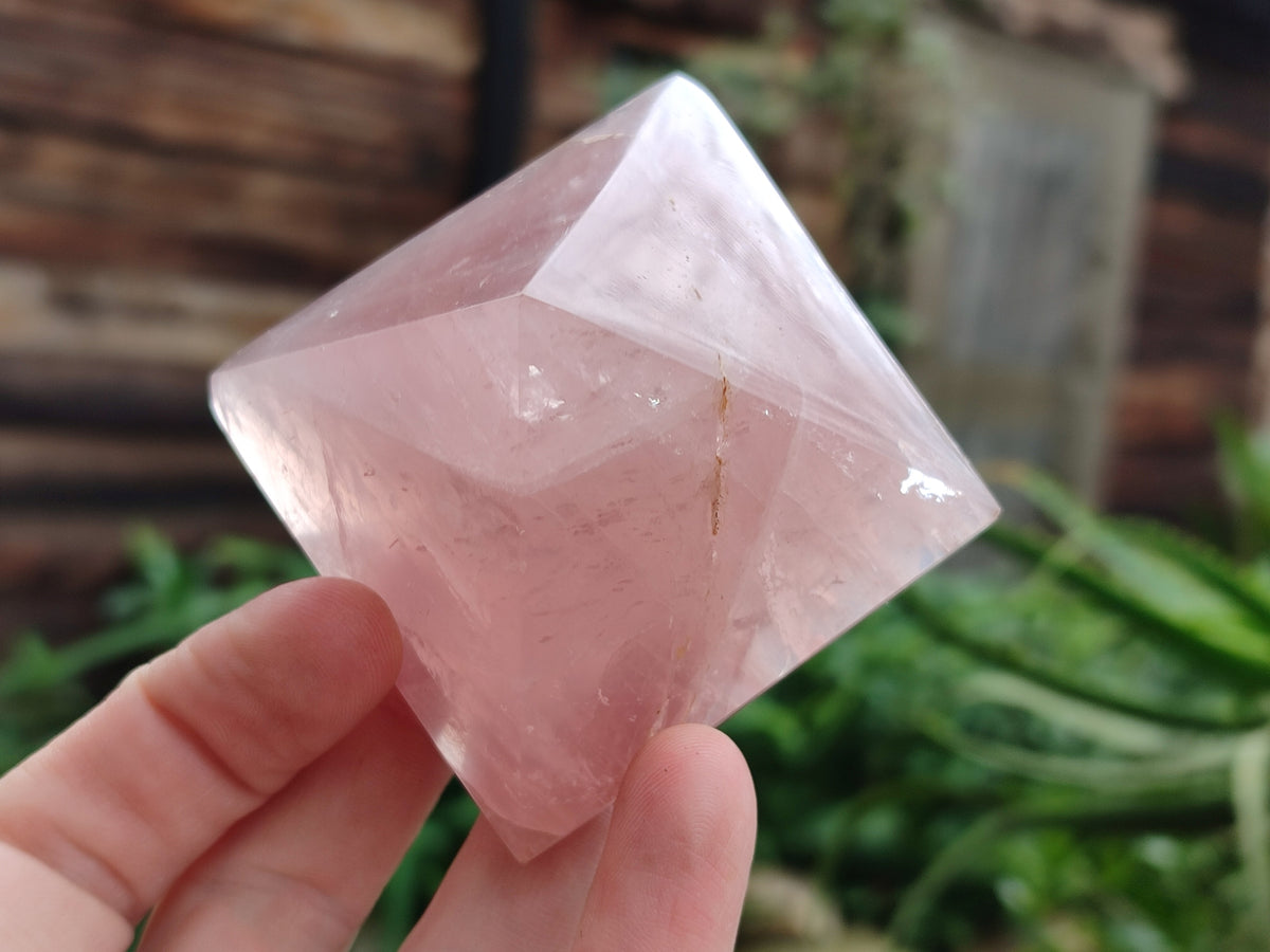 Polished Gemmy Rose Quartz Pyramids x 6 From Madagascar - Toprock Gemstones and Minerals 