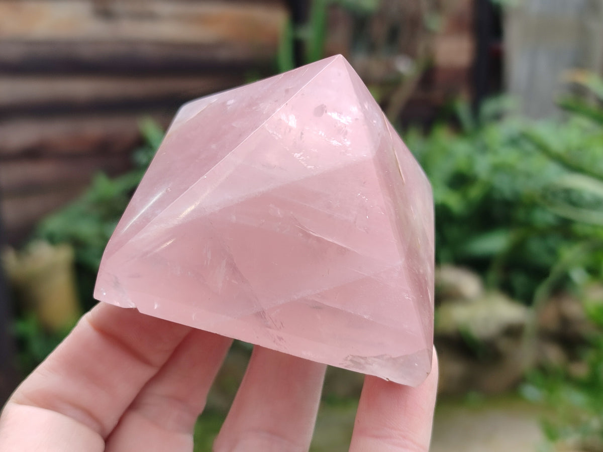 Polished Gemmy Rose Quartz Pyramids x 6 From Madagascar - Toprock Gemstones and Minerals 