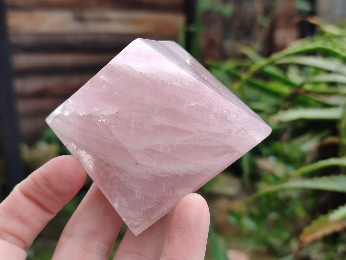 Polished Gemmy Rose Quartz Pyramids x 6 From Madagascar - Toprock Gemstones and Minerals 